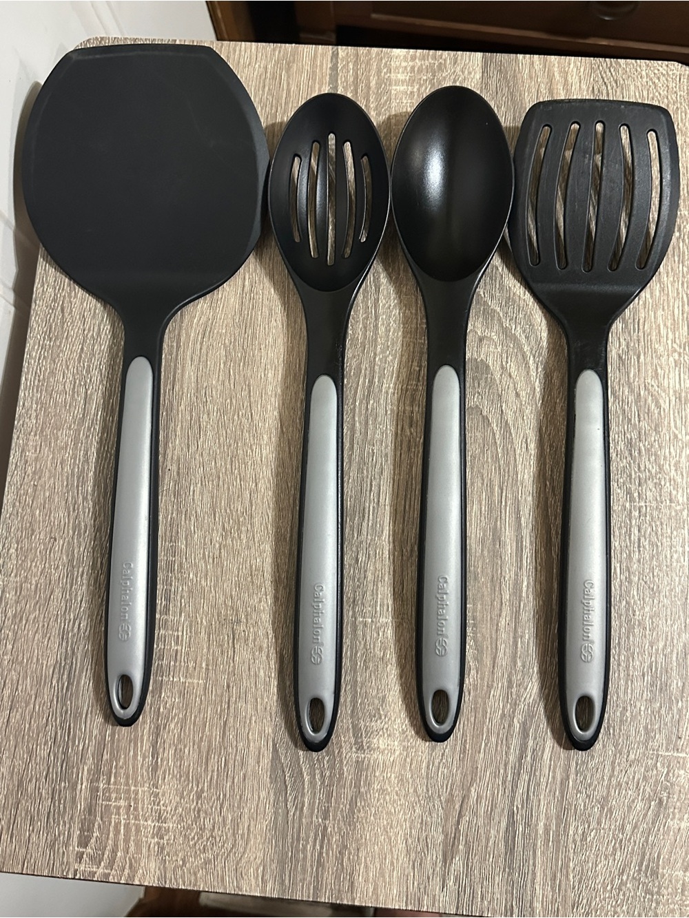 Calphalon Nylon Spoon, Slotted Spoon, Spatula Turner, Large Spatula Black & Gray